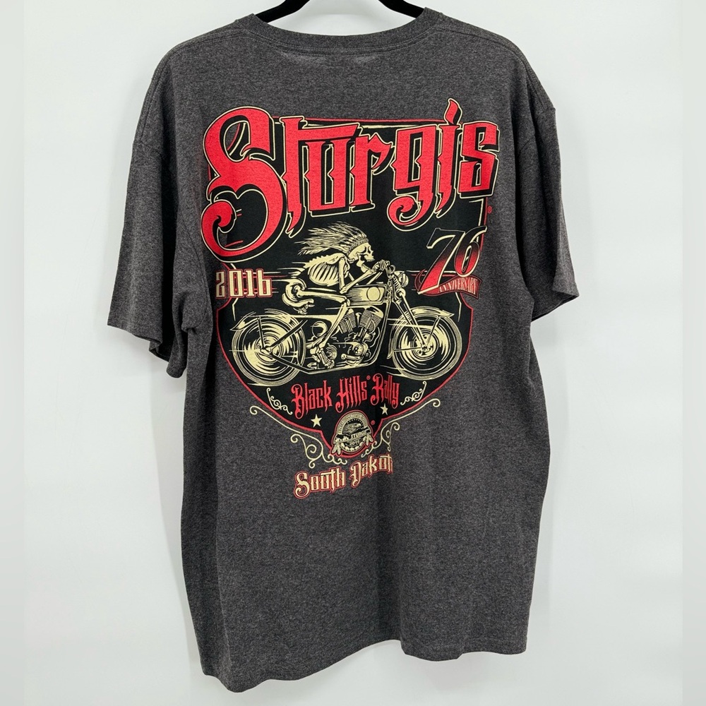 Sturgis‎ Shirt Mens Large 76th Dakota Black Hills Rally Motorcycle Black EUC